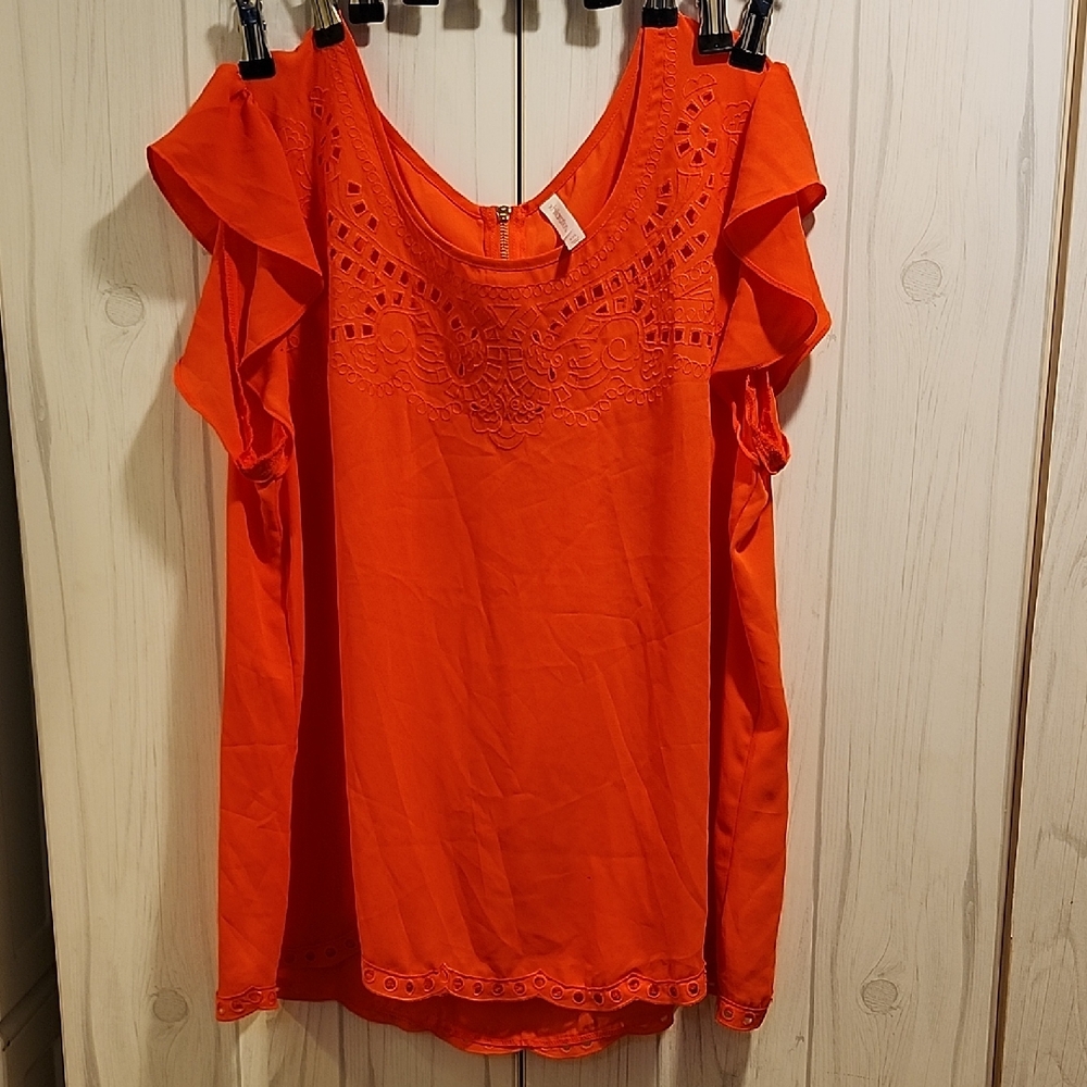 Xhilaration Vibrant Orange Lace Blouse